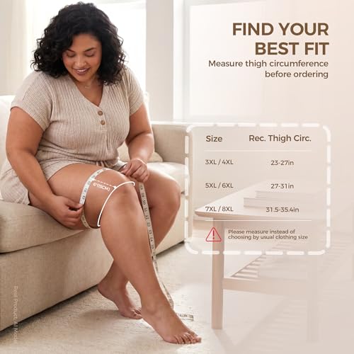Plus Size Knee Brace 5XL-6XL, Adjustable Wrap for Thick Thighs | Fits up to 35.4 in thigh with open patella comfort and extra long straps. Measure thigh, not clothing size - size: 5XL/6XL
