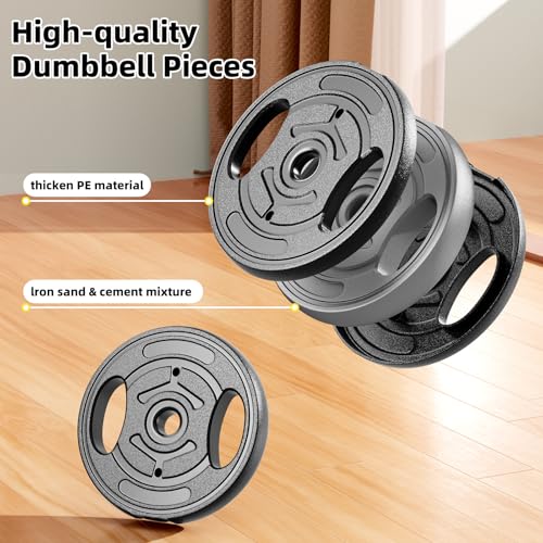 Adjustable Dumbbell Set, 10-90lbs Free Weights with Connector – 4 in 1 Dumbbells, Barbell, Kettlebell & Push Up Stand, Adjustable Weights Set for Home Gym Fitness Equipment for Men & Women - color: Yellow 20lbs (10lbs*2)