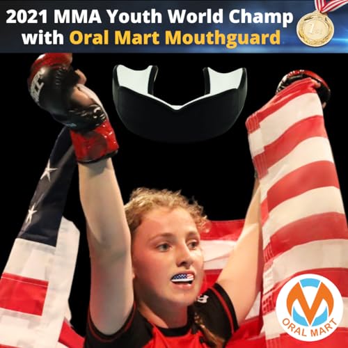 Oral Mart Youth Sports Mouth Guard for Kids (USA Flag, Fangs, 20+ Colors to Choose from) Mouthguard for Football, MMA, Karate, Boxing, Rugby, BJJ, Flag Football – /w Case (Youth, Strapless) - color: Ninja