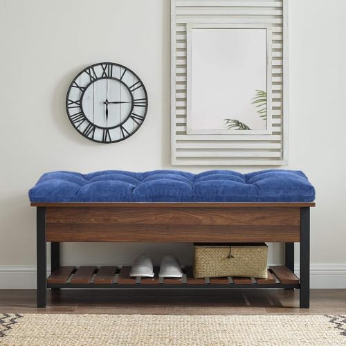 baibu 40 Inch Memory Foam Bench Cushion, Dual-Layer Patent Design Non-Slip Indoor Bench Cushion with Ties, 40x15x3Inch, Blue - color: Dark Blue, size: 40x15x3 Inch (Pack of 1)