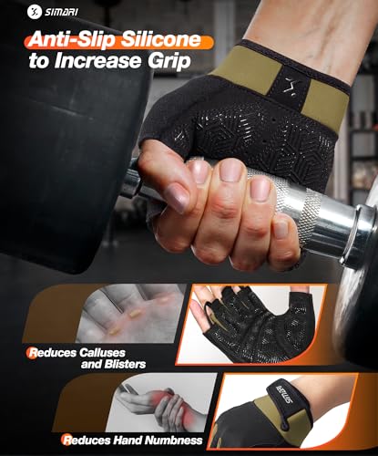 SIMARI Breathable Workout Gloves with Cushion Pad/Grip/Reduce Calluses, Weight Lifting Gloves for Gym Exercise, Cycling, Weightlifting Training, Fitness, Pilates, Kayaking, Gift for Men & Women - color: 4-Green, size: X-Small