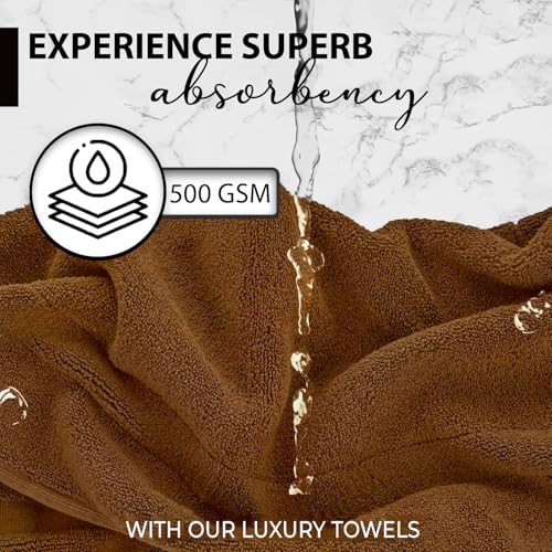 KAHAF COLLECTION 100% Cotton Bath Towels, 24x48 Pack of 6 Towels, Quick Dry, Highly Absorbent, Soft Feel Towel, Gym, Spa, Bathroom, Shower, Pool, Luxury Soft Towels (Brown, 24x48-6 Pack) - color: Brown, size: 24x48 - 6 Pack