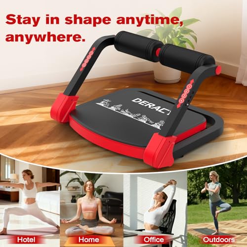DERACY Sit Up Exercise Equipment, Adjustable Ab Machine, Multi-Functional Sit Up Machine, Ab Workout Equipment, Ab Trainer Machine for Women Men - color: Red - Black
