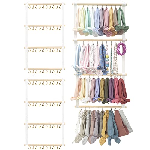 POVETIRE Headband Holder Head Bands Organizer for Girls, Baby Headbands Hair Accessories Organizer Storage Wall Hanging Decor for Nursery Toddler Girls Room - color: 2Pcs-White