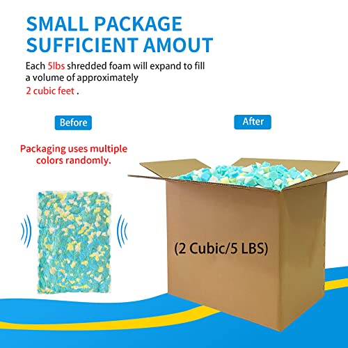 Bean Bag Filler, 5lbs Shredded Memory Foam Stuffing, Filling & Refill for Bean Bag Chairs, Couch Cushions, Punching Bags, Pillows, Sofas, Dog Beds, Multi Color & Shape - color: Multi Color, size: 5 Pound (Pack of 1)