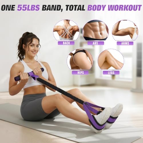 Upgraded Pedal Resistance Band with Handles, Foot Pedal Resistance Bands for Women, Core Abs Leg Training, Exercise Bands for Full Body Workout Fitness, Home Gym Equipment, Pilates & Physical Therapy - color: Purple