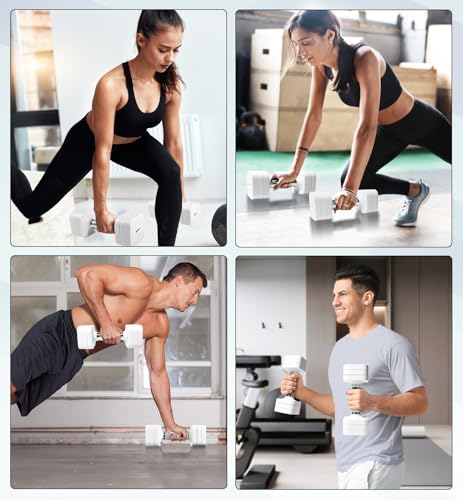 Adjustable Dumbbell Set for Women Men 7.5LB/10LB/15LB/20LB/25LB Pair | Stable Free Weight Hand Weights with Metal Handle for Home Gym Fitness Rehab Pilates Yoga Strength Training Equipments - color: White, size: 10LB SINGLE