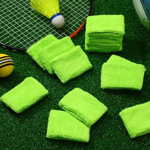 Lounsweer Wrist Sweatbands Bulk for Kids Adult Teams Sweat Bands Sports Wristband Athletic Neon Sweatbands for Football Basketball Tennis Running Gym Party Gifts - color: Green