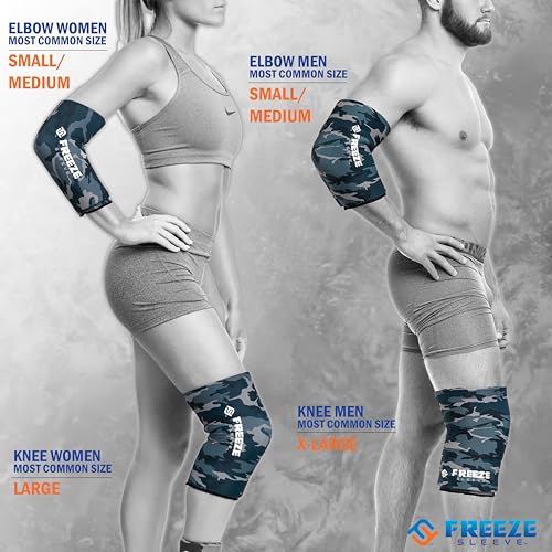 FreezeSleeve Ice and Heat Therapy Sleeve | Reusable Ice Pack Flexible Gel Compression Sleeve for Pain Relief and Recovery of Elbow Knee Ankle Leg Wrist Injuries | Blue Camo Small Medium - color: Blue Camo, size: Small/Medium (Pack of 1)