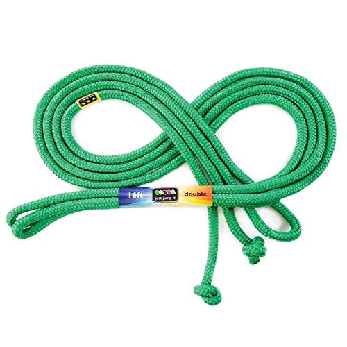 Just Jump It 16' Foot Single Jump Rope for Kids Women and Men - Active Outdoor Youth Fitness Excersing Equipment - Double Dutch Length Gym Accessories - color: Green, size: 16 FEET