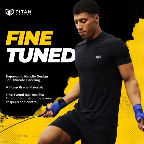 Titan Armour® Speed Rope - Professional Self-Locking & Adjustable, Adult Speed Jump Ropes for Fitness | 2 x Steel Ropes, Cable Protector & Travel Case | Jump Rope Crossfit, Boxing, Fitness MMA for Men & Women - color: Red