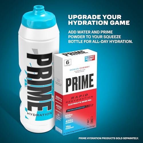 PRIME 32 oz Blue Chill Squeeze Sports Water Bottle, BPA Free, Dishwasher Safe, Easy-Grip Ergonomic Leakproof Design, Fast Hydration for Gym, Cycling, Running - color: Blue Chill