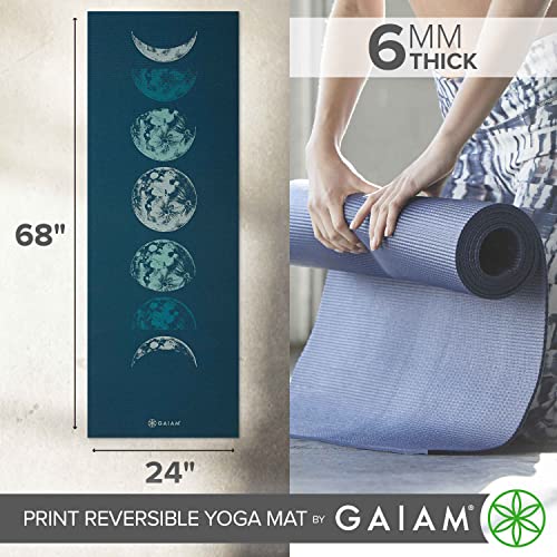 Gaiam Yoga Mat - Premium Print Reversible Extra Thick Non Slip Exercise & Fitness Mat for All Types of Yoga, Pilates & Floor Workouts - color: Lunar Wave