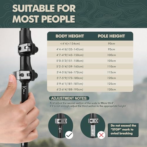 GPTCAMP Walking Sticks,Trekking Poles Collapsible Hiking Poles,Lightweight Folding Travel Walking Pole for Men Women,2pc Adjustable Hiking Stick with EVA Foam Grips for Backpacking - color: Black
