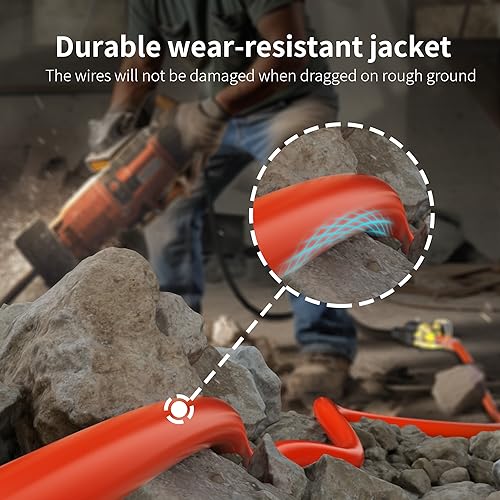 HUANCHAIN 12/3 Gauge Heavy Duty Outdoor Extension Cord 15 ft Waterproof with Lighted end, Flexible Cold-Resistant 3 Prong Electric Cord Outside, 15Amp 1875W 12AWG SJTW, Orange, ETL - color: Orange, size: 15FT