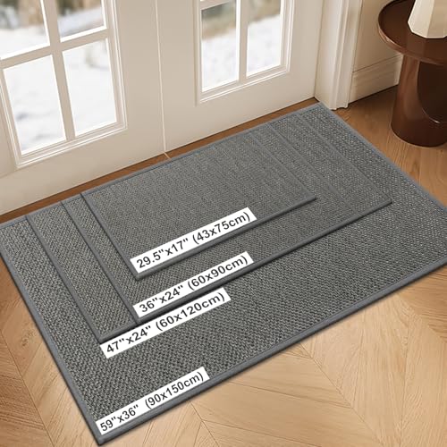 LEKEEPGO Door Mat 24"x36", Non Slip Door Mat Indoor Entrance, Rubber Backing Front Indoor Door mats Washable Absorbent Doormat Low-Profile Entryway Entry Resist Dirt Inside Door Mats, Grey - color: Grey, size: 2' X 3' (Rectangular)