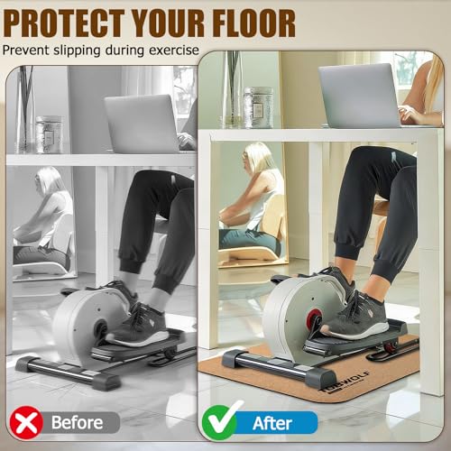 TOBWOLF Non-Slip Workout Mat for Ellipse Leg Exerciser, Ellipse Machine Mat, Exercise Mat for Under Desk Ellipticals, Suitable for Electric Seated Foot Pedal Exerciser, Stability & Floor Protection - color: Cork Surface