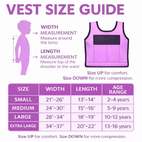 Weighted Sensory Compression Vest for Kids – Adjustable Calming Vest with Removable Weights – Purple - size: Small