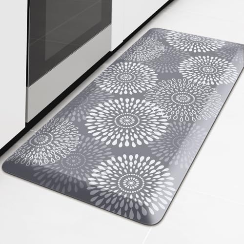 LuxStep Kitchen Mat Waterproof Kitchen Rugs for Floor Cushioned Anti-Fatigue Mat Non-Slip Standing Desk Mat Comfort Floor Mats for House Sink Office 20" x 39"-4/5 Inch Grey - color: Grey, size: 39"L x 20"W x 0.8"Th
