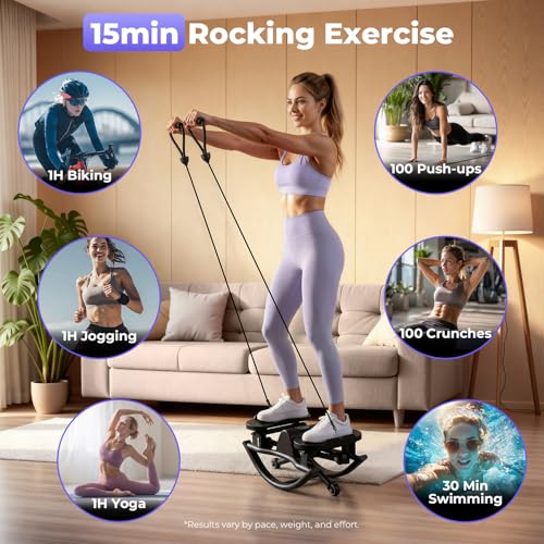 Rock Stepper, Side to Side Stepper for Exercise at Home, Low-Impact 3D Rocking Stepper Machine with Resistance Bands & Non-Slip Mat, Side Stepper for Full Body Workout, 250 LBS Capacity - color: BLACK