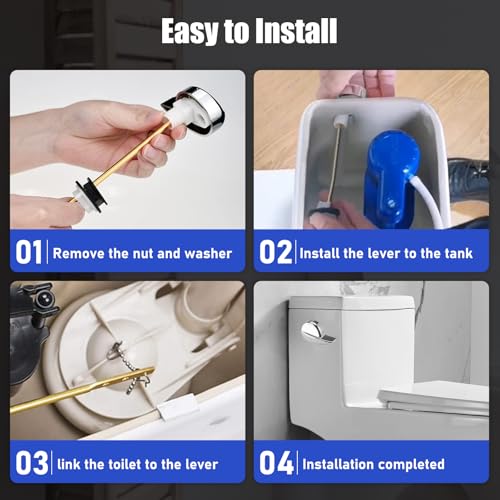 Toilet Handle Replacement Parts Kit, Side Mount Toilet Flush Handle for TOTO THU004-CP Trip Lvr for TOTO ST701, CST854, CST884 (Zinc Alloy & Copper Lever) - color: Bright Silver (Straight shape)