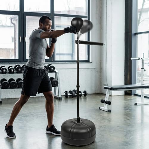 Boxing Bar Punching Bag, Spinning Reflex Bar Adjustable Height 48 to 78 Inches, Suitable for Boxing, MMA, Muay Thai