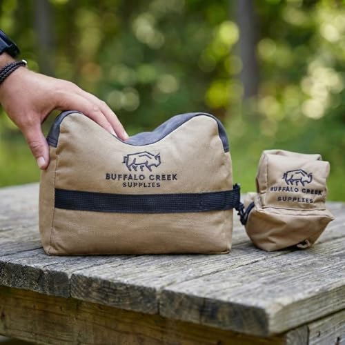 Buffalo Creek Supplies All Weather Durable Front and Rear Shooting Rest Bags, Rifle Rest Sand Bag for Bench Rest Shooting, Hunting, Target & Competitive Sports Shooting-Unfilled - color: Coyote Brown
