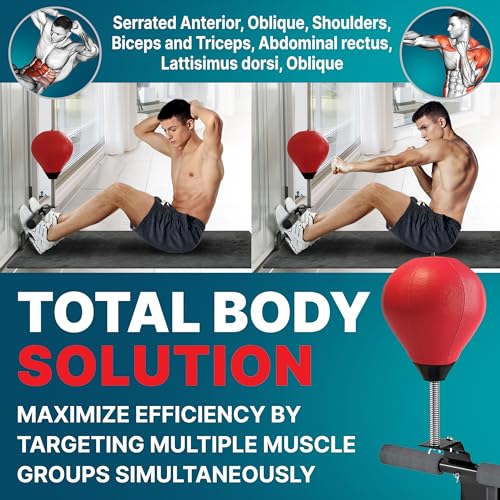 GLACIAL Doorway Sit-Up Exercise Bar with Punching Bag | Complete Upper Body and Abs Workout, MMA Training