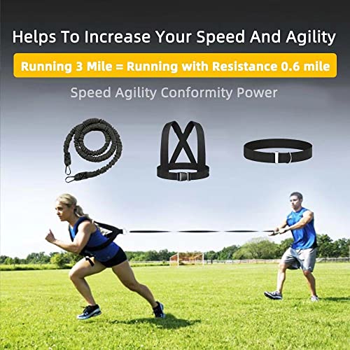 Resistance Explosive Training Rope Force Improve Power, Agility, Strength Track and Field Football Basketball Volleyball Multi-Directional Physical Equipment - color: black rope, size: 9.8FT