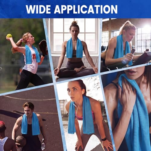 Hosuly 6 Pack Cooling Towels 40"x12" Ice Towel Cooling Neck Wraps Soft Breathable Chilly Stay Cool in Summer for Sports Yoga Golf Gym Activities(Light Blue) - color: Light Blue