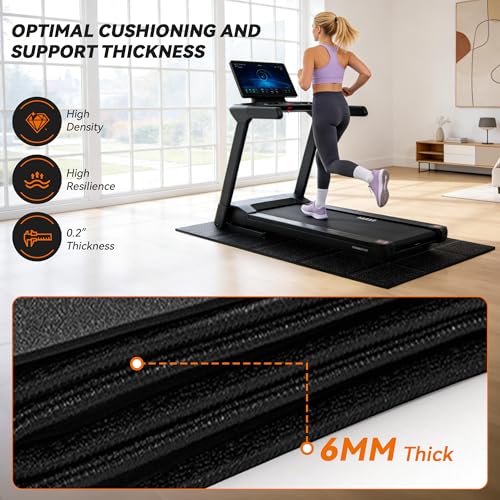 Treadmill Mat for Carpet &Hardwood Floors, 79" × 39.4" 0.25" Thick High Density, Non-Slip Fitness Equipment Mat, Mat for Under Treadmills, Elliptical, Exercise Bikes, Stationary Cycles - size: 78.7"L x 39.4"W x 0.3"Th