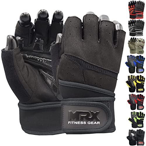 MRX Weightlifting Gloves for Men Workout Gloves Mens Wrist Support Lifting Gloves Male Gym Gloves | Workout Gym Accessories for Men Weight Lifting Fingerless Gym Exercise for Powerlifting - color: Black 2627, size: XX-Large
