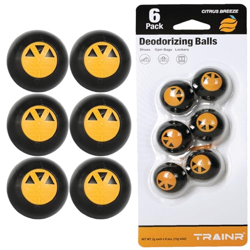 Citrus Breeze Deodorizing Balls 6-Pack TRNR-DB-CB, Shoe Deodorizer Balls and Gym Bag Odor Eliminator for Lockers, Closets and Sports Equipment with Adjustable Twist Vent Scent Control
