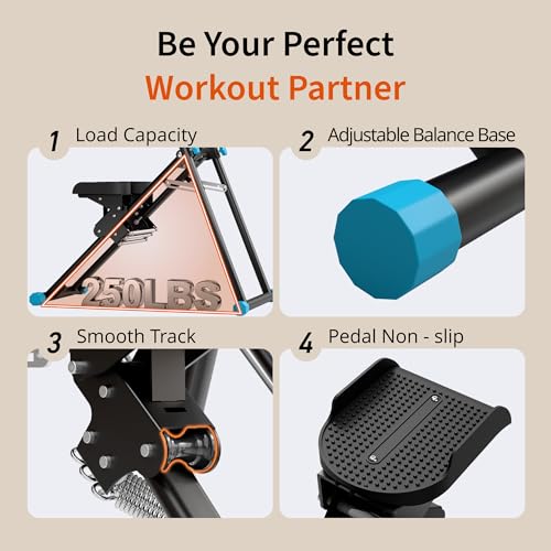 MOMODA Stair Stepper Resistance Adjustable Folding Vertical Climber Machine for Home Gym Full-Body Workout - color: Black Blue