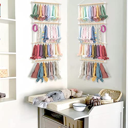 POVETIRE Headband Holder Head Bands Organizer for Girls, Baby Headbands Hair Accessories Organizer Storage Wall Hanging Decor for Nursery Toddler Girls Room - color: 2Pcs-White