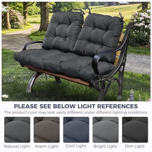 Wicker Chair Cushions of 3 Pieces, Waterproof Cushions for Patio Furniture, Tufted Wicker Outdoor Furniture Cushions, 1 Patio Loveseat Cushion and 2 U-Shaped Cushions, 44"x19"x5", Dark Grey - color: Dark Grey