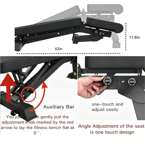 BARWING Adjustable Weight Bench Workout Bench, 1000/1300 LBS Heavy Duty Incline Decline Bench for Home Gym, Easy Assembly Foldable Training Lifting Bench - color: black