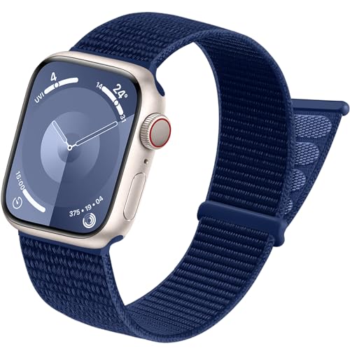 Sport Loop Band Compatible with Apple Watch Bands for Women 44mm 46mm 45mm 49mm 42mm 38mm 40mm 41mm men,Stretch Adjustable Braided Nylon Straps for iWatch Series 11/10/9/8/7/6/5/4/3/2/1/SE/Ultra - color: A-Darkblue, size: 38mm/40mm/41mm/(42mm-series 11 10