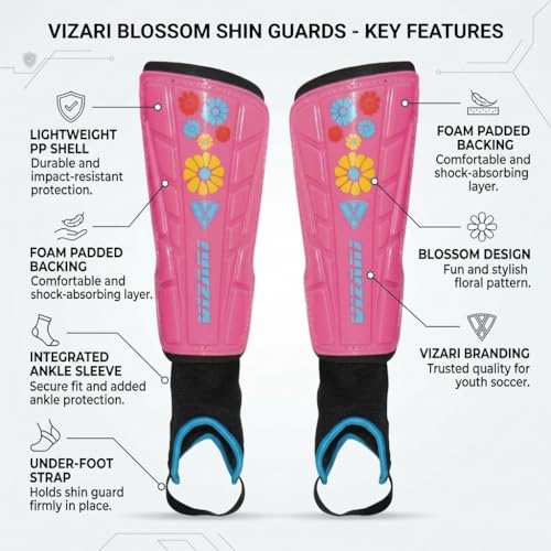 Vizari Blossom Pink/Blue Shinguard - size: XX-Small