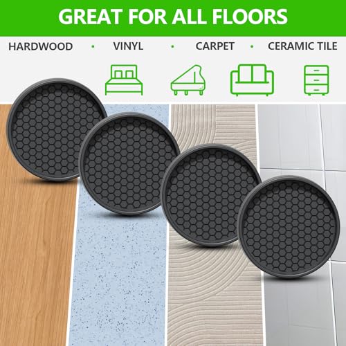 Non Slip Furniture Pads- 3"x3" Round Anti Skid Caster Cups Furniture Coasters, Anti-Sliding Grippers Floor Protectors for Furniture Bed, Couch, Chair Leg, Black(Set of 4) - size: 3" 4pcs Black