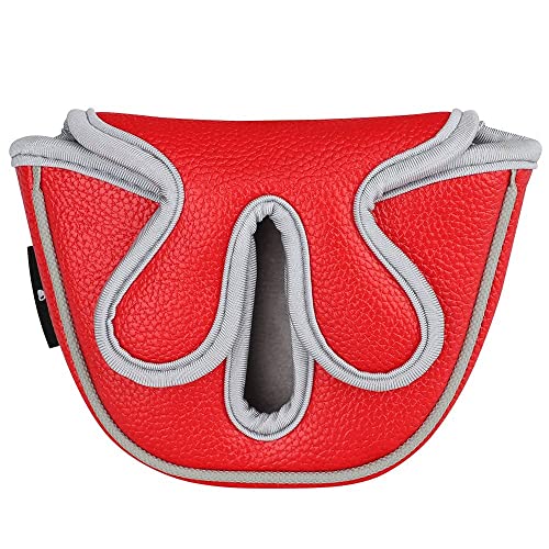 BigTeeth Golf Mallet Putter Head Cover Golf Club Protector Fit for Odessey Backstryke Centre Shaft Putter - color: Red