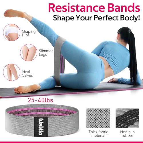 WALITO 8Pcs Barbell Pad Set for Hip Thrust - Squat Pad,Gym Accessories for Women with Bar Bad,Bench Press, with Gym Ankle Straps,Resistance Bands for Working Out,Lifting Strap,Carry Bag - color: Grey
