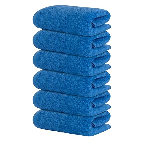 Tens Towels Pack of 6 Hand Towels, 100% Cotton, Lighter Weight, Quick to Dry, 16 x 28 Inches, Super Soft & Absorbent, Perfect for Bathroom & Kitchen, Blue - color: Midnight Blue