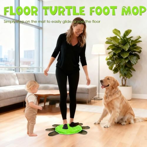 Floor Turtle Foot Mop, Cute Double-Sided Turtle Design Floor Cleaning Pad for Dust & Hair, Washable Reusable Double-Sided Pad Slippers for Kitchen, Bathroom & Office Floors (S -30cm) - color: S -30cm