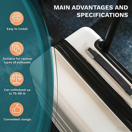 2 Pcs Luggage Handle Replacement, Fits 8.9 in Spacing, 9.56 in Length | Suitcase Grip Replacement, Metal Bases, 16 Screws, 4 Washers & 4 End Caps, Protective Coated Plastic, Repair Kit for Bags