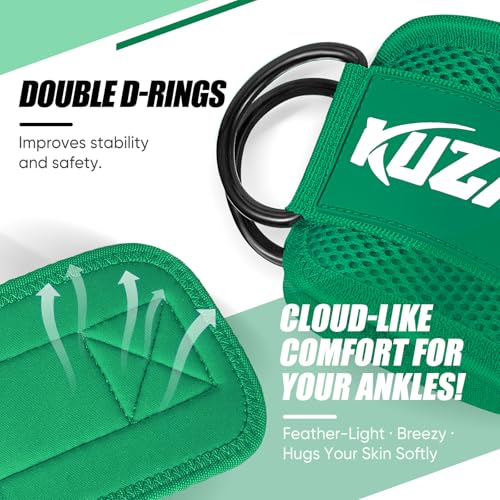 KUZARO Ankle Resistance Bands with Cuffs, Ankle Weights Bands for Working Out, Women Leg and Glutes Workout Equipment, Exercise Bands for Kickbacks, Butt and Booty Trainer, Home Gym Fitness Equipment - color: Green