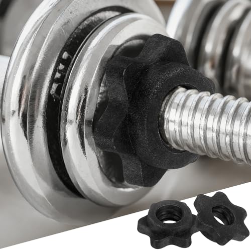 Dumbbell Collars, Barbell Spin Lock Hex Nuts Anti Slip Weight Lifting Clip Plastic - color: Black
