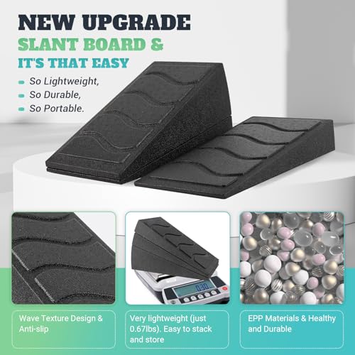 Slant Board for Calf Stretching, 5 Adjustable Angles Incline Board for Squat Wedge, 480 lbs Weight Capacity Calf Stretch Yoga Foam Wedge for Exercise, Squat, Ankle Mobility & Physical Therapy - color: Classic&Black
