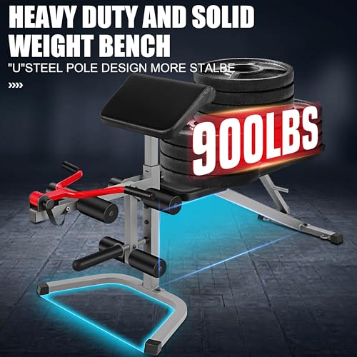 OPPSDECOR Adjustable Weight Bench with Leg Extension & Preacher Curl Bench | Bench with Leg Extension & Leg Curl , Incline/Decline/Flat , 900LBS Capacity Workout Bench for Home Gym Strength Training