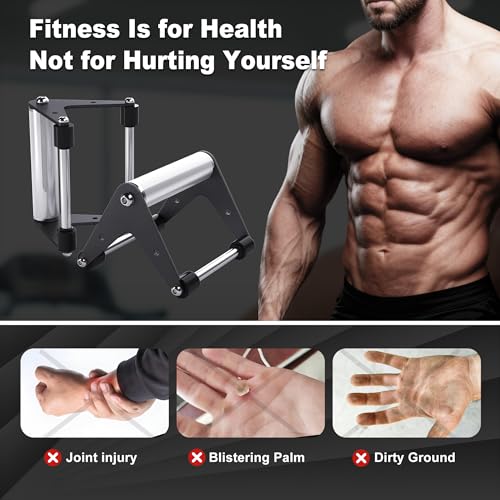 Stainless Steel Push Up Bars, 660 lb Capacity, Black | Reinforced A-frame, raised handles, wide non-slip feet, 660 lb capacity, and ready-to-use set for bodyweight training. - color: Black